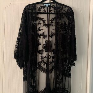 Black lace duster cardigan M/L “She & Sky” NEW
